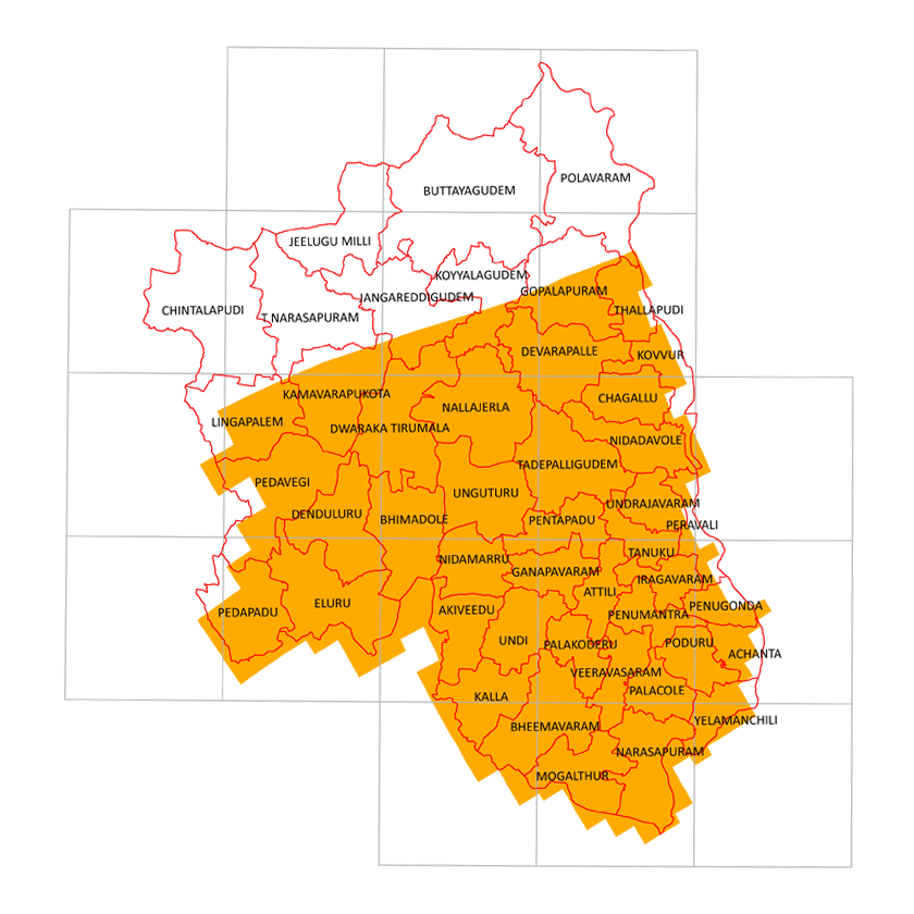 Storm surge inundation map for cyclone with wind speed 